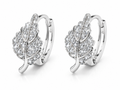 Leaf Hoop Earrings Silver Plated
