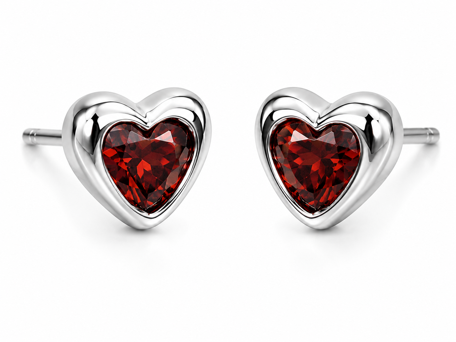 Silver Heart Studs