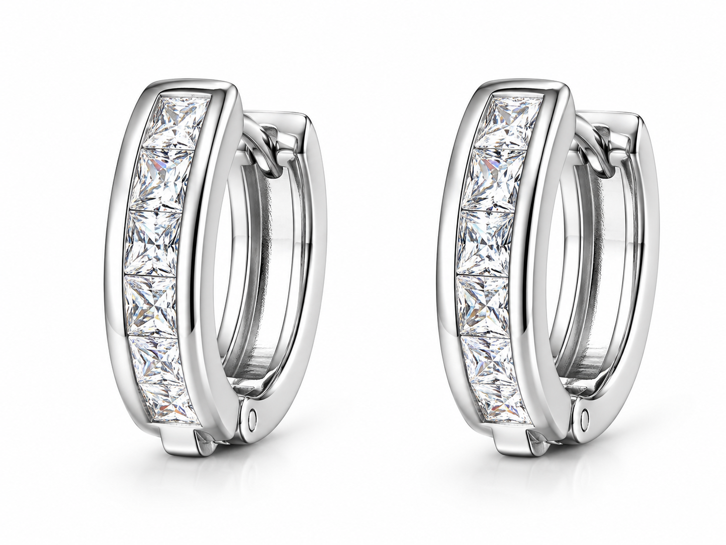 Silver Plated Cubic Zirconia Hoop Earrings