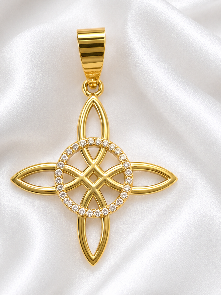 Gold Plated Zircon Celtic Pendant