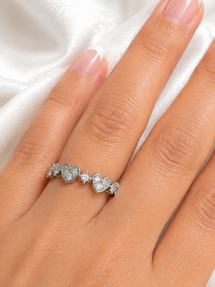 Heart Accent Silver Plated Ring