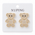 Xuping Teddy Bear Stud Earrings 18K Gold Plated Clear Zirconia 19mm