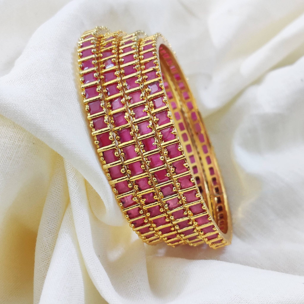 Imitation Pink Stone Bangles