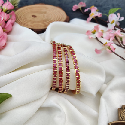 Imitation Pink Stone Bangles